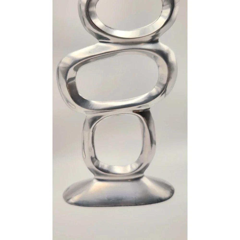 Modernist Candle Holders Brutalist Aluminum Armelent Sculptural Mid Century Pair